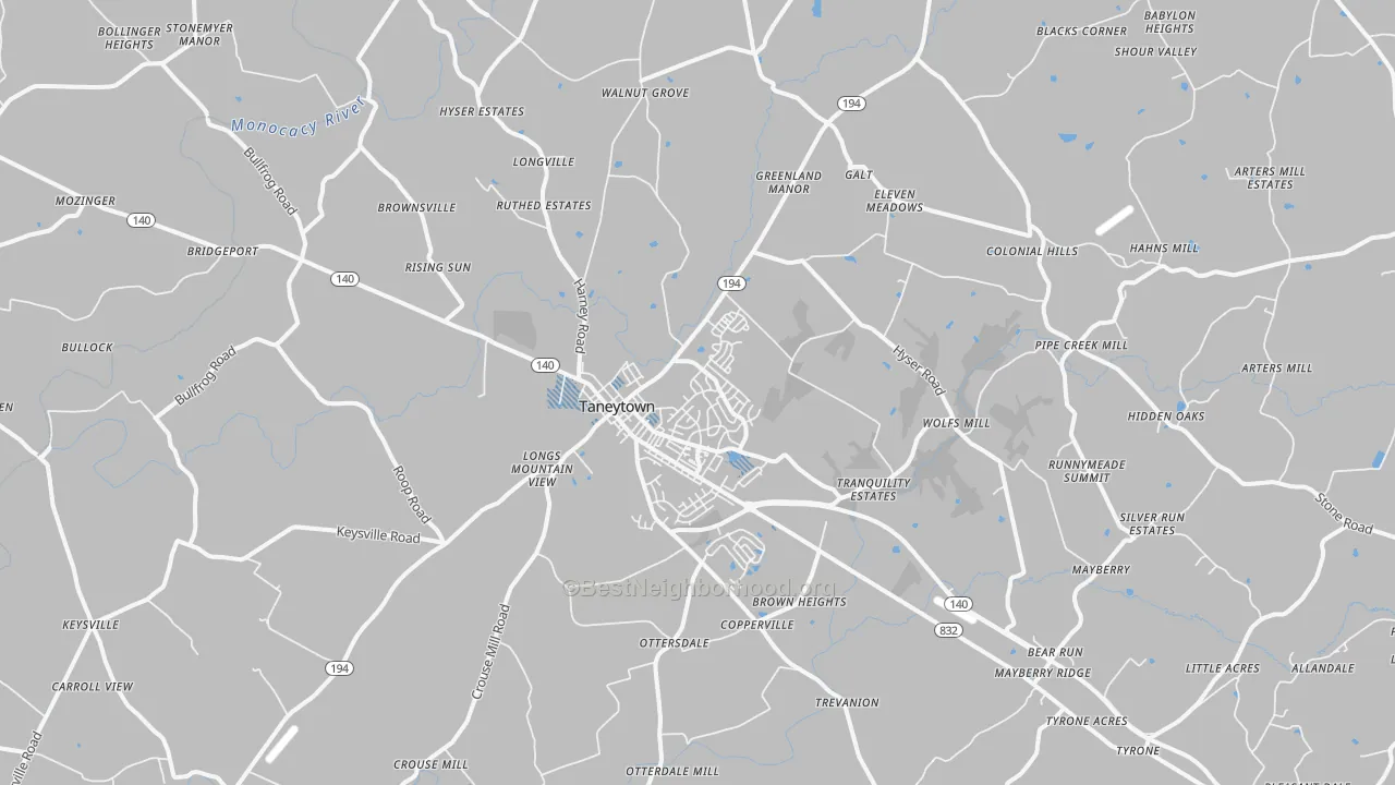 Transit Grade map of Taneytown, MD