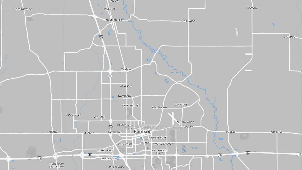 Transit Grade map of Tangipahoa Parish, LA