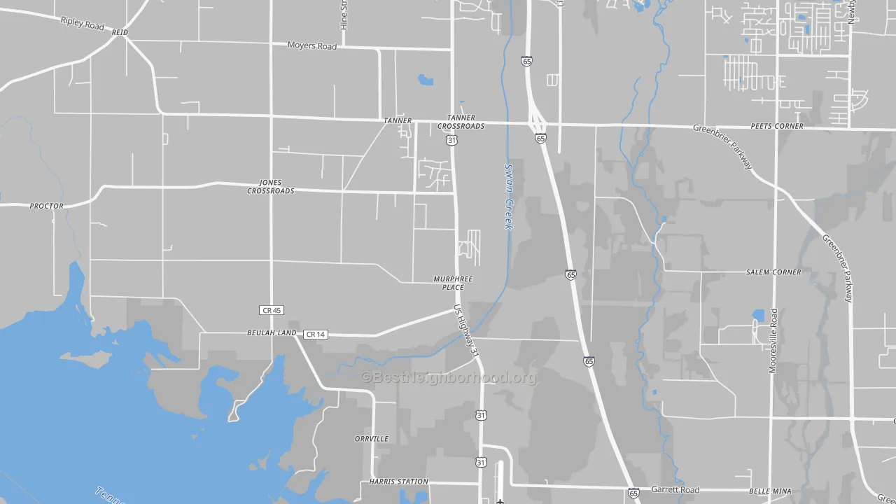 Transit Grade map of Tanner, AL