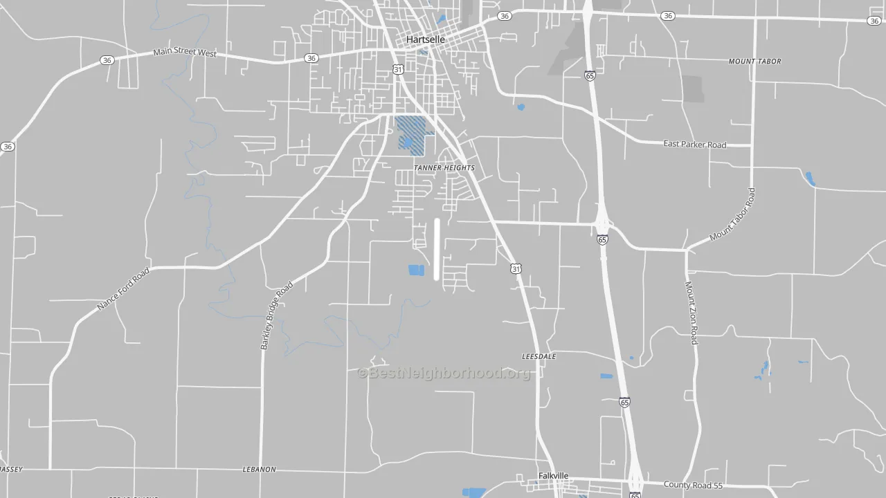 Transit Grade map of Tanner Heights, AL
