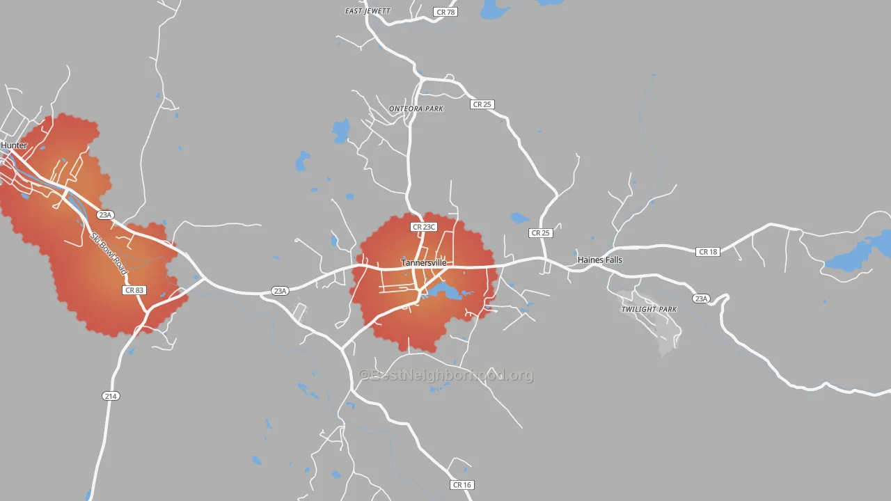 Transit Grade map of Tannersville, NY
