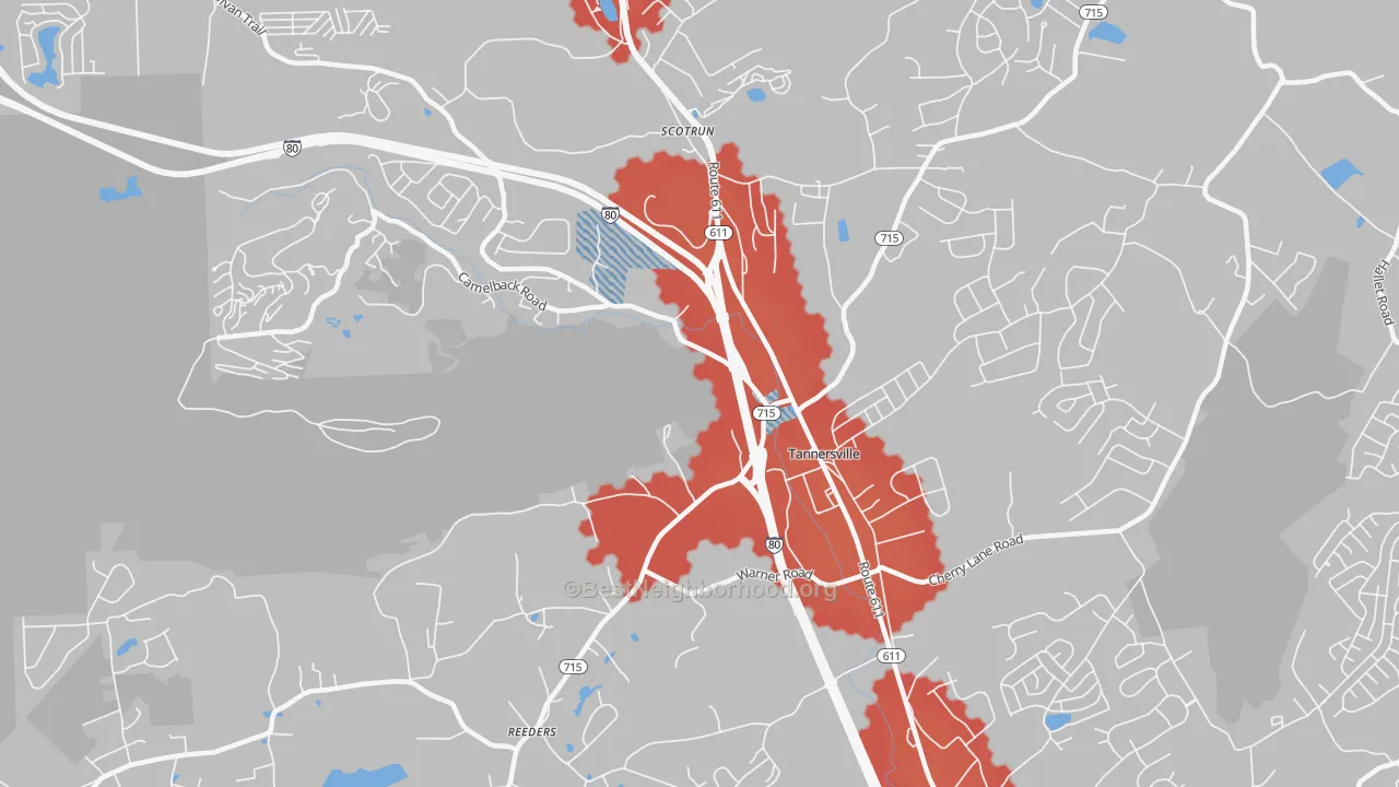 Transit Grade map of Tannersville, PA
