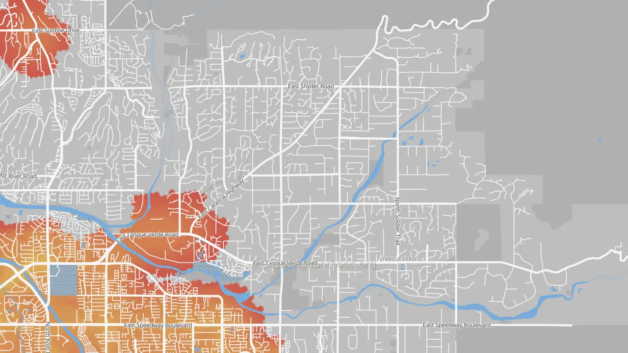 Transit Grade map of Tanque Verde, AZ