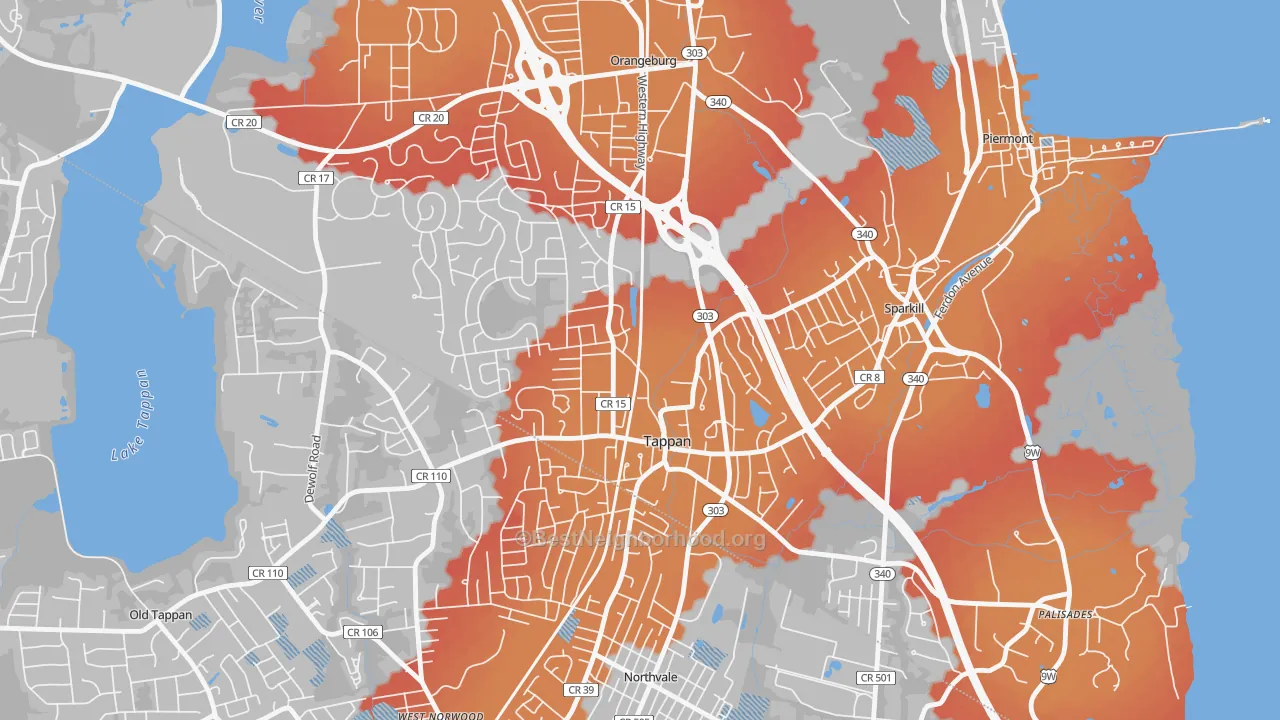 Transit Grade map of Tappan, NY