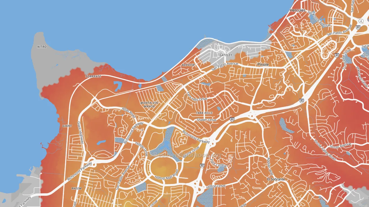 Transit Grade map of Tara Hills, San Pablo, CA