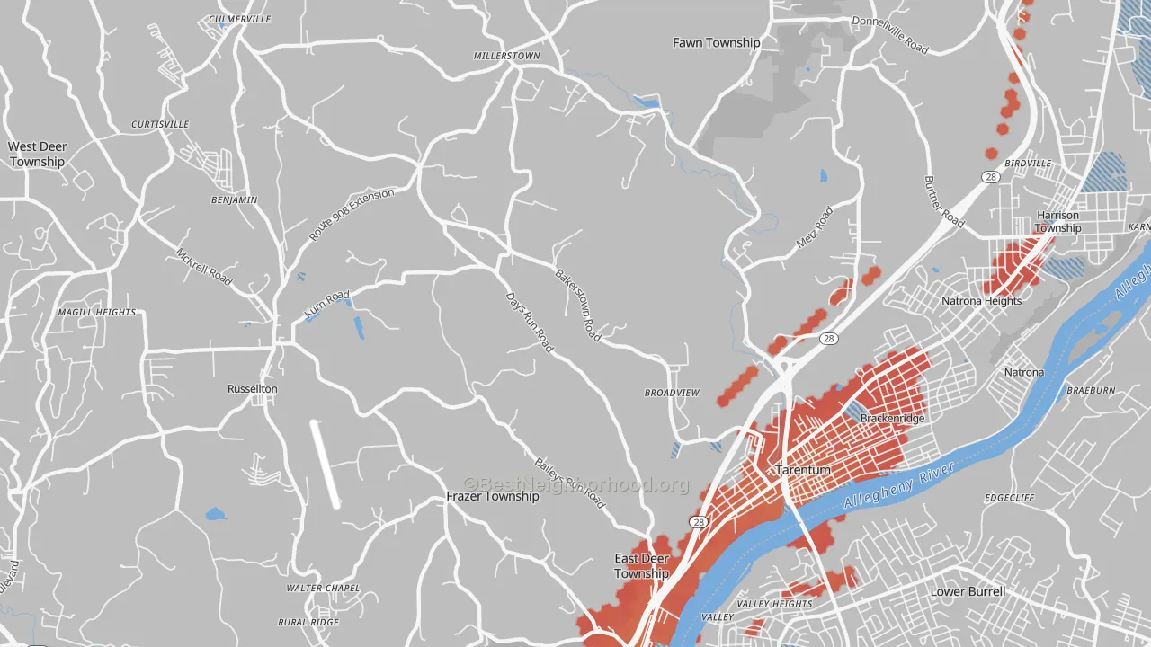 Transit Grade map of Tarentum, PA