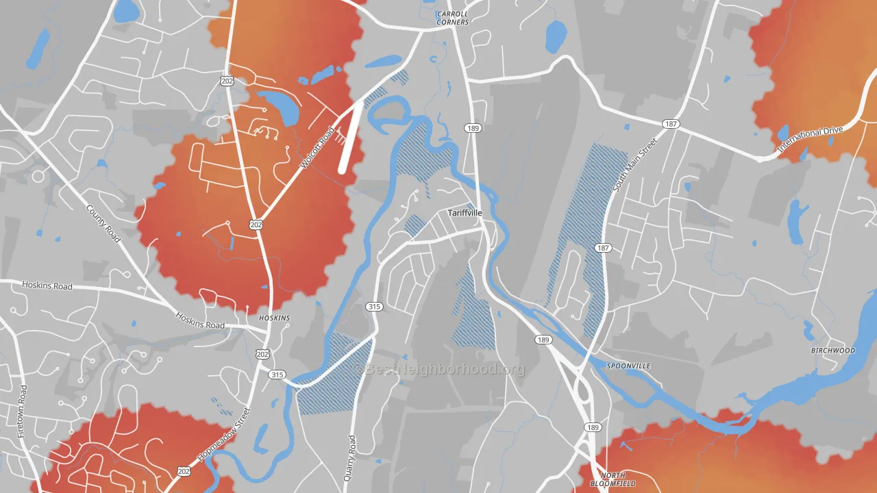Transit Grade map of Tariffville, CT