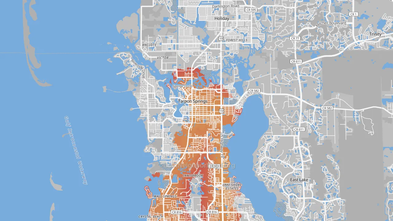 Transit Grade map of Tarpon Springs, FL