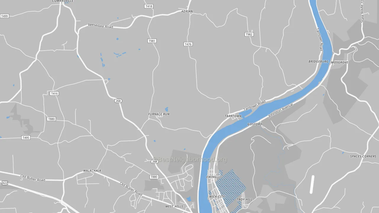Transit Grade map of Tarrtown, PA