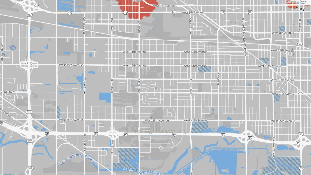 Transit Grade map of Tarrytown, Gary, IN
