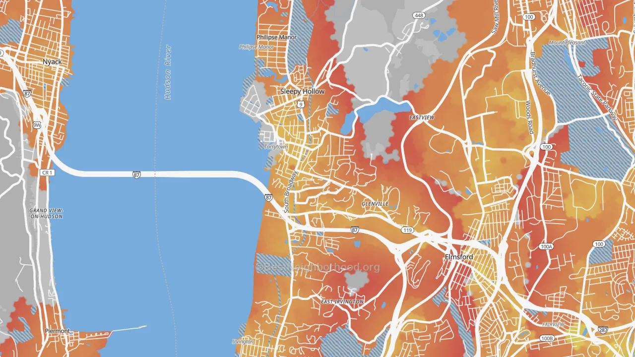 Transit Grade map of Tarrytown, NY