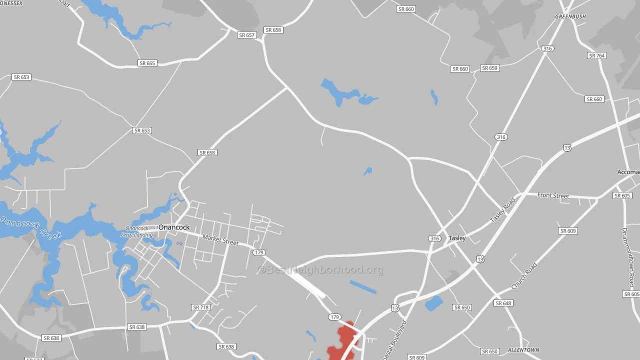 Transit Grade map of Tasley, VA