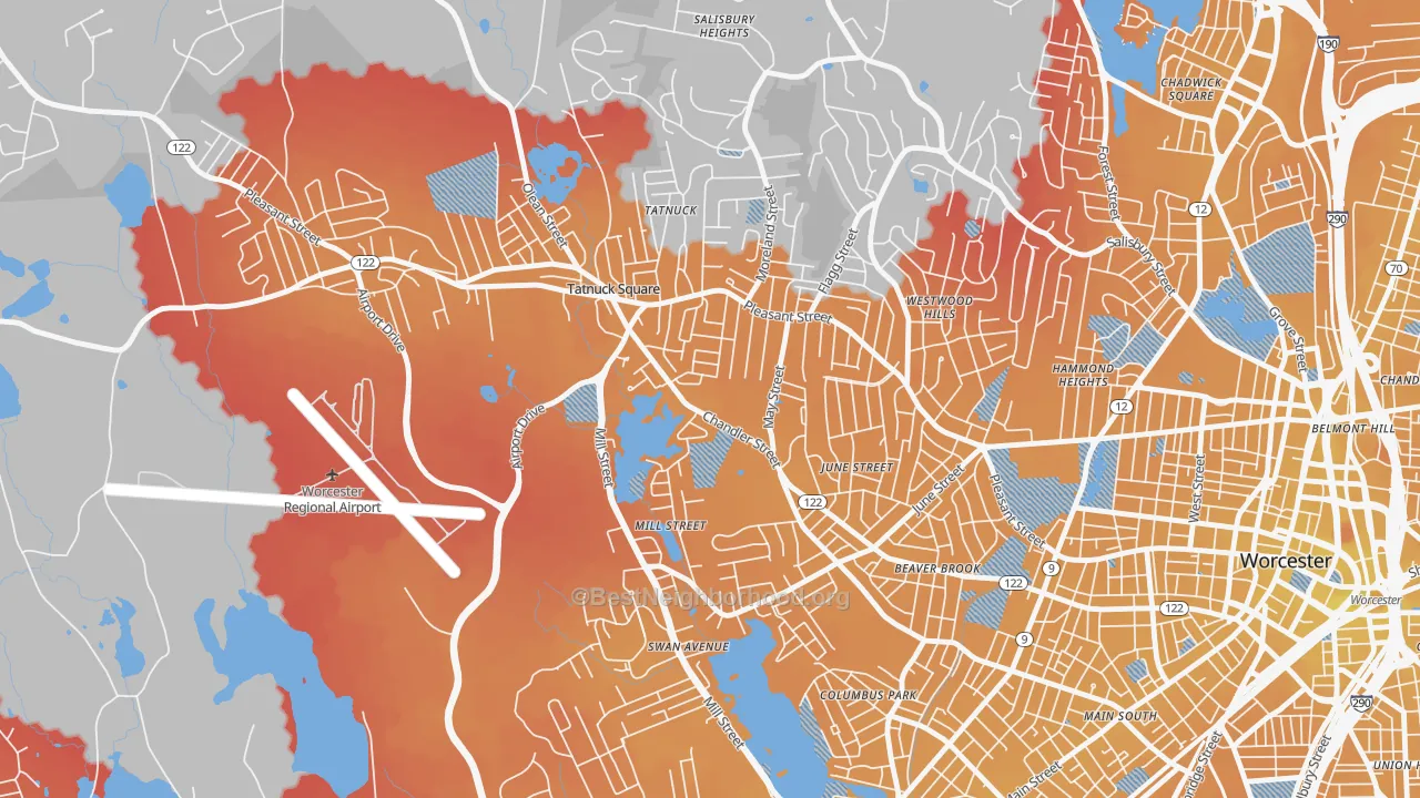 Transit Grade map of Tatnuck, Worcester, MA