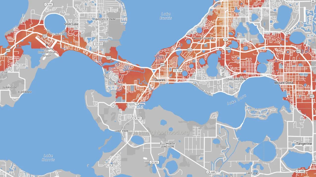 Transit Grade map of Tavares, FL