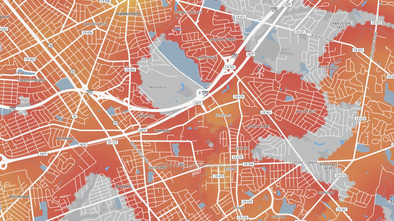 Transit Grade map of Tavistock, NJ