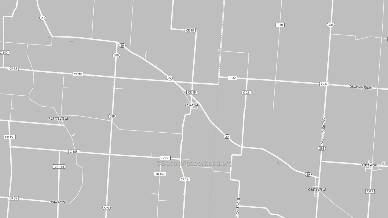 Transit Grade map of Tawawa, OH