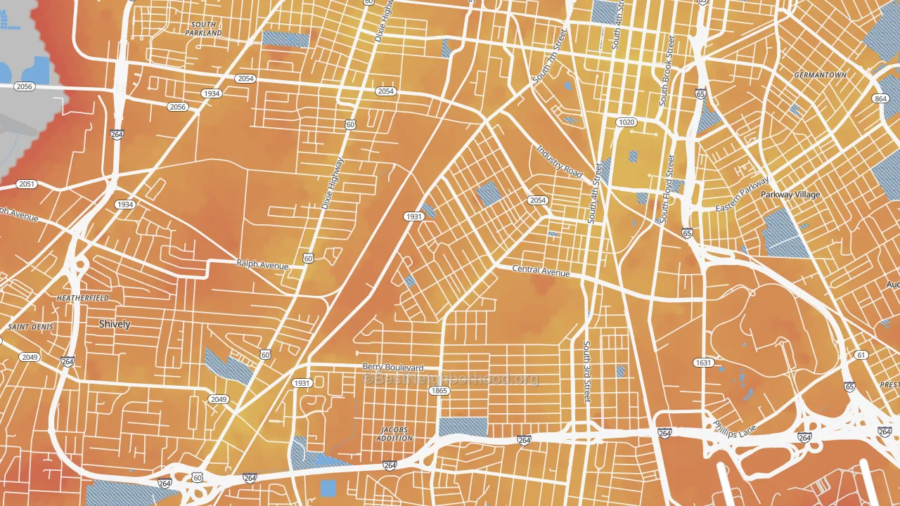 Transit Grade map of Taylor Berry, Louisville, KY