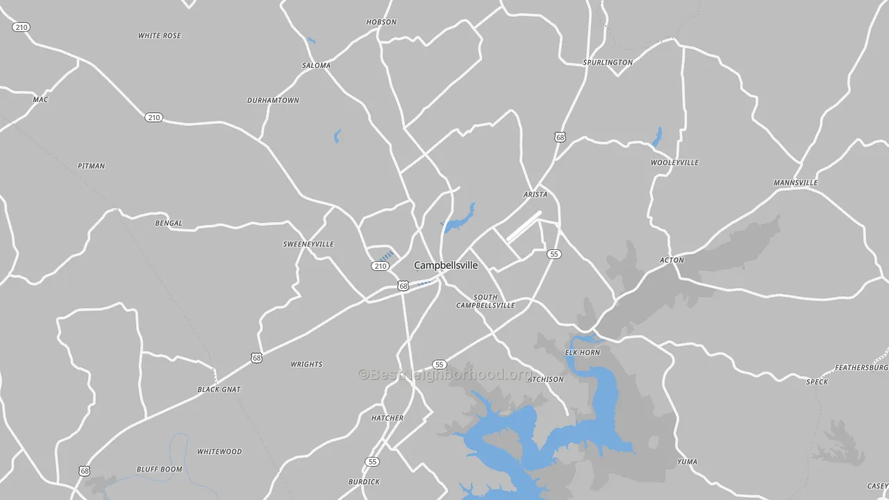 Transit Grade map of Taylor County, KY