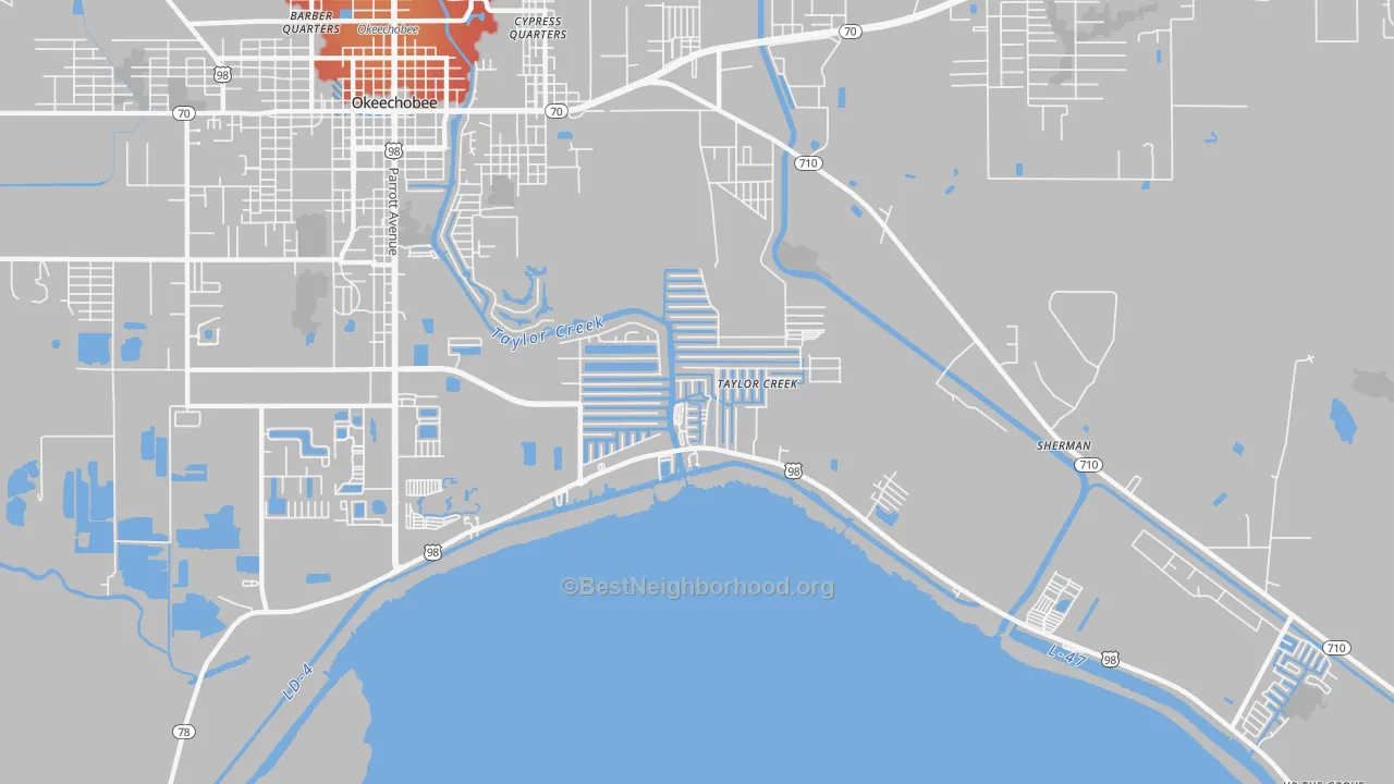 Transit Grade map of Taylor Creek, FL