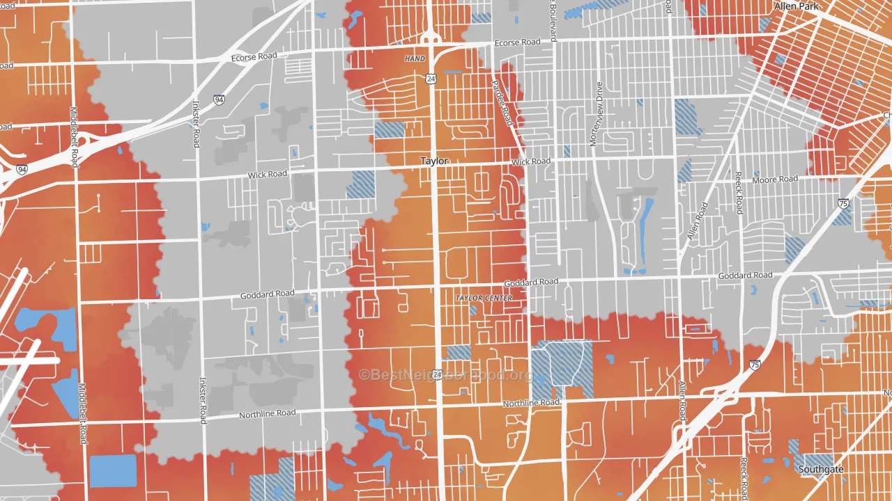 Transit Grade map of Taylor, MI