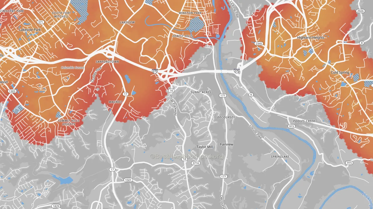 Transit Grade map of Taylor Mill, KY