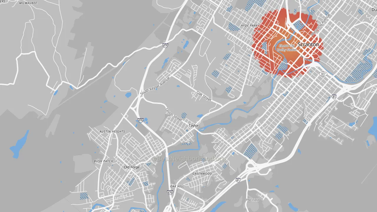 Transit Grade map of Taylor, PA