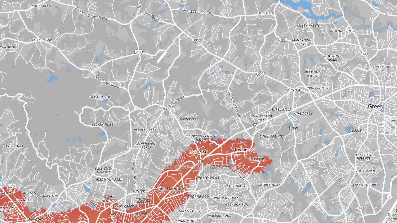 Transit Grade map of Taylors, SC