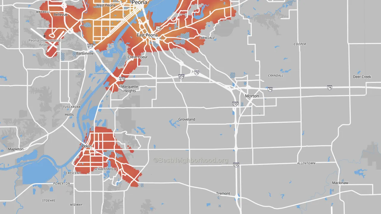 Transit Grade map of Tazewell County, IL