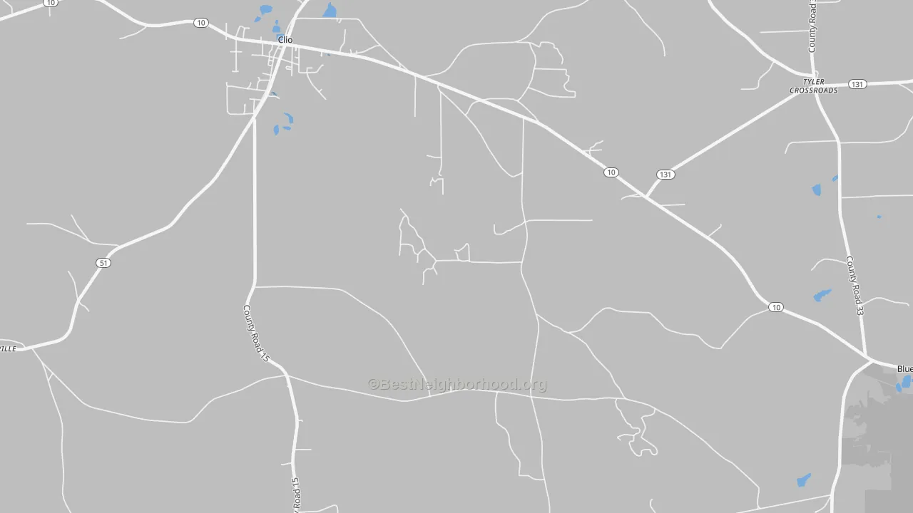 Transit Grade map of Teals Crossroads, AL