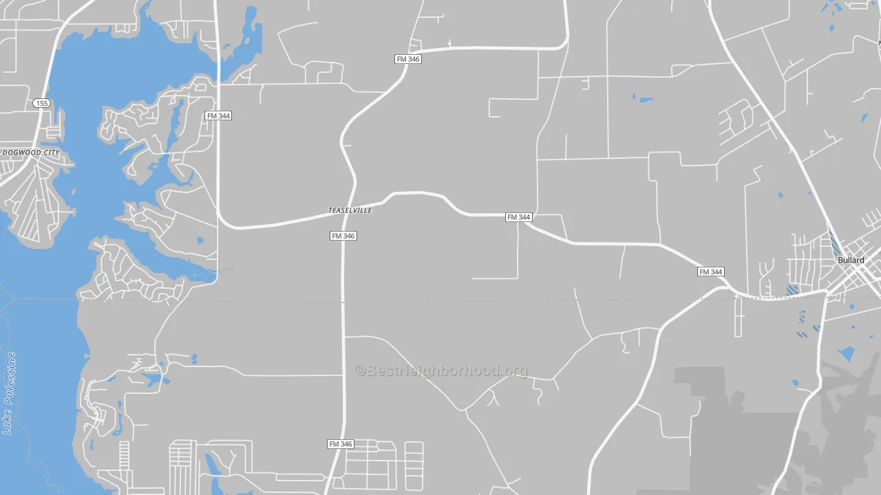 Transit Grade map of Teaselville, TX