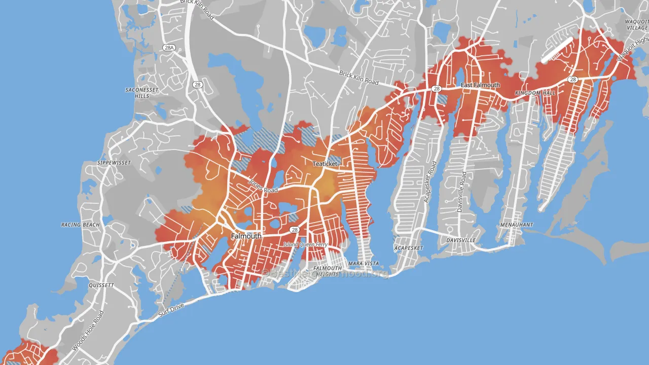 Transit Grade map of Teaticket, East Falmouth, MA