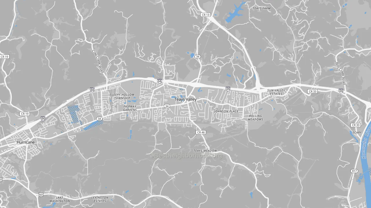Transit Grade map of Teays Valley, WV