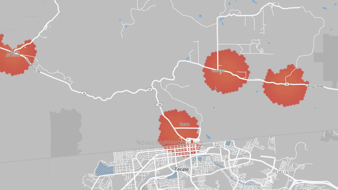 Transit Grade map of Tecate, CA
