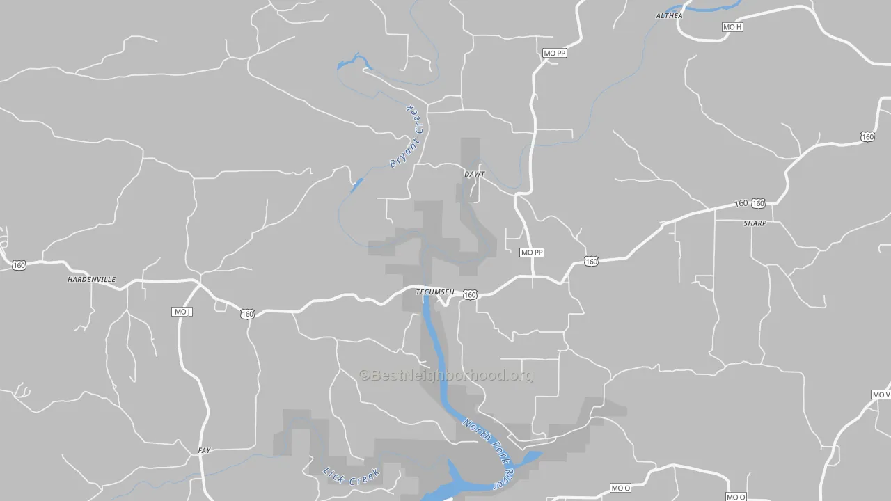 Transit Grade map of Tecumseh, MO