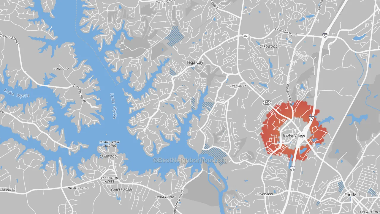 Transit Grade map of Tega Cay, SC