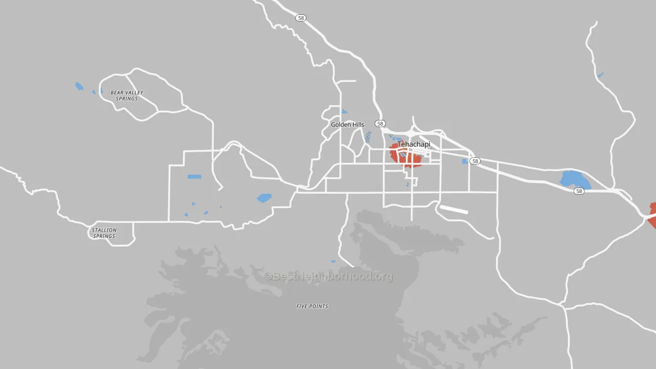 Transit Grade map of Tehachapi, CA