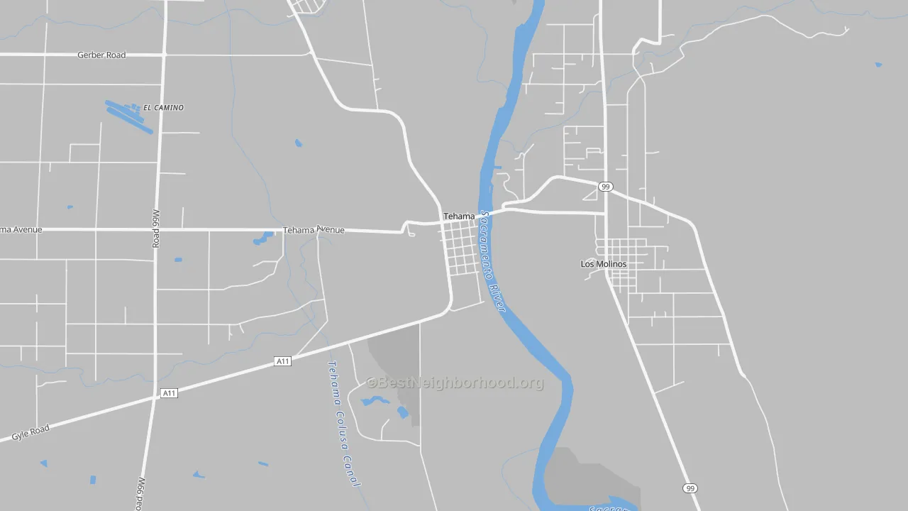 Transit Grade map of Tehama, CA