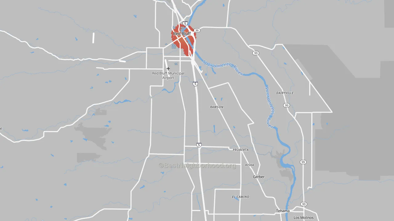 Transit Grade map of Tehama County, CA