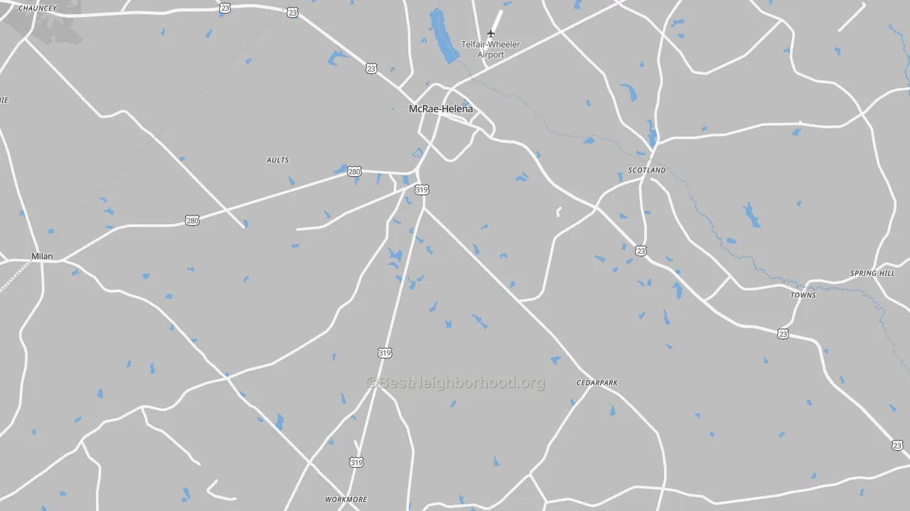 Transit Grade map of Telfair County, GA