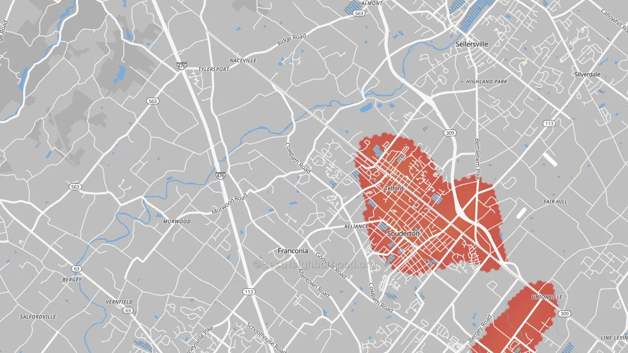 Transit Grade map of Telford, PA
