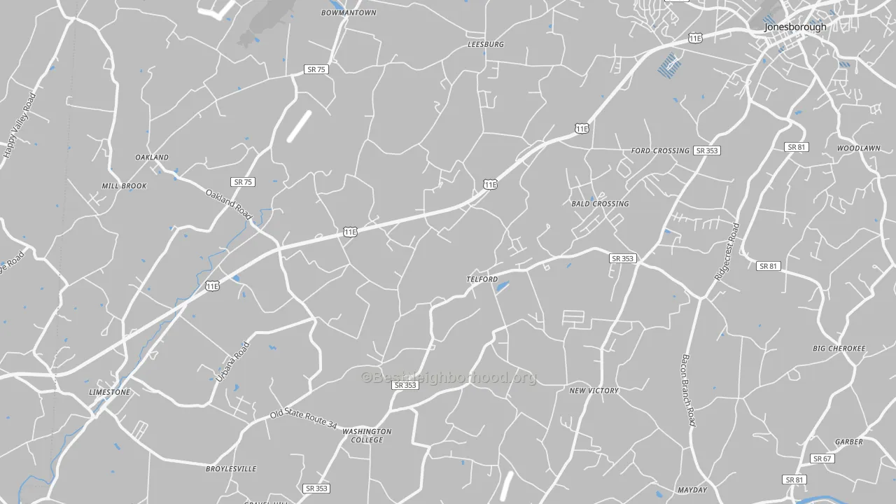 Transit Grade map of Telford, TN