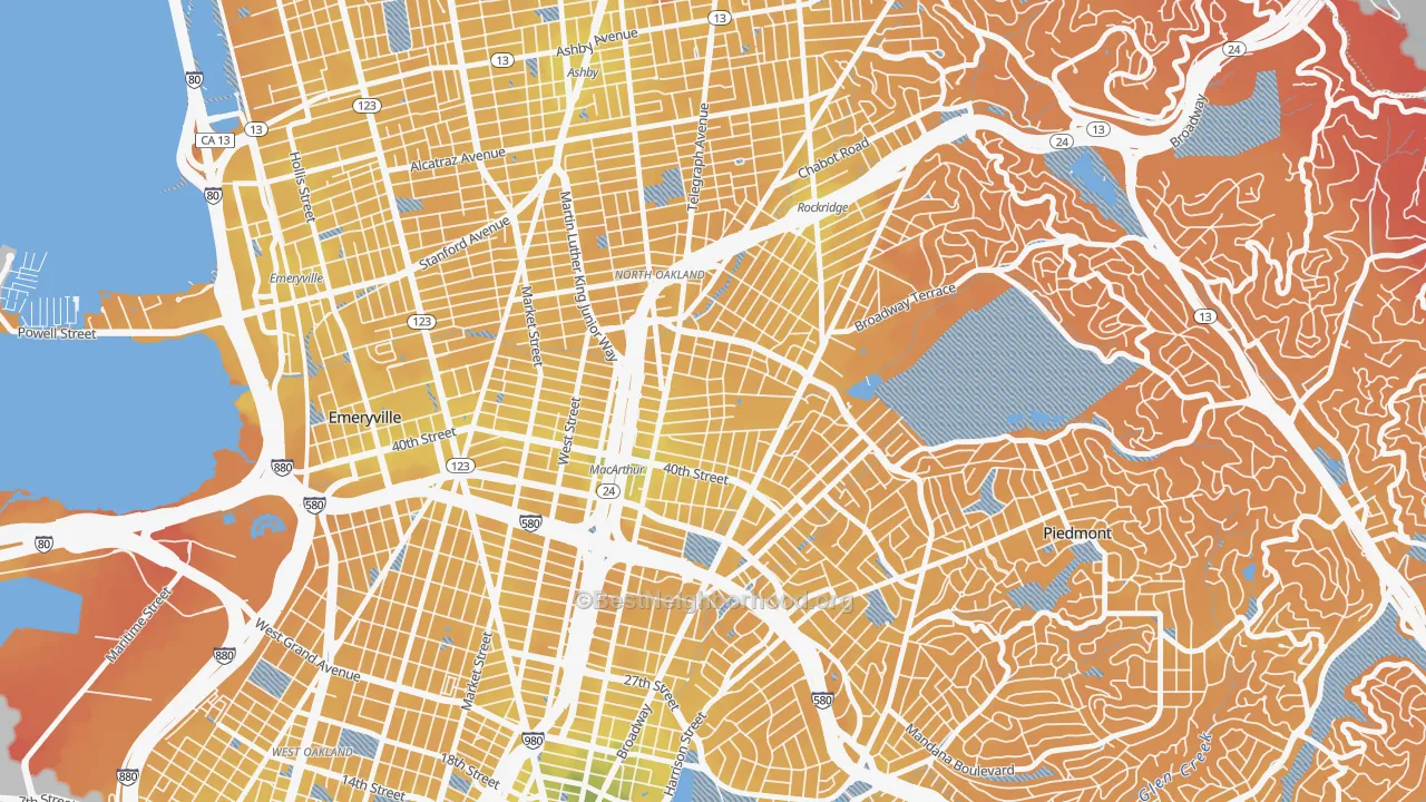 Transit Grade map of Temescal, Oakland, CA