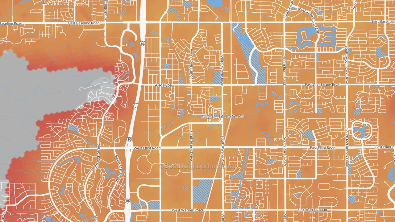 Transit Grade map of Tempe Royal Estates, Tempe, AZ