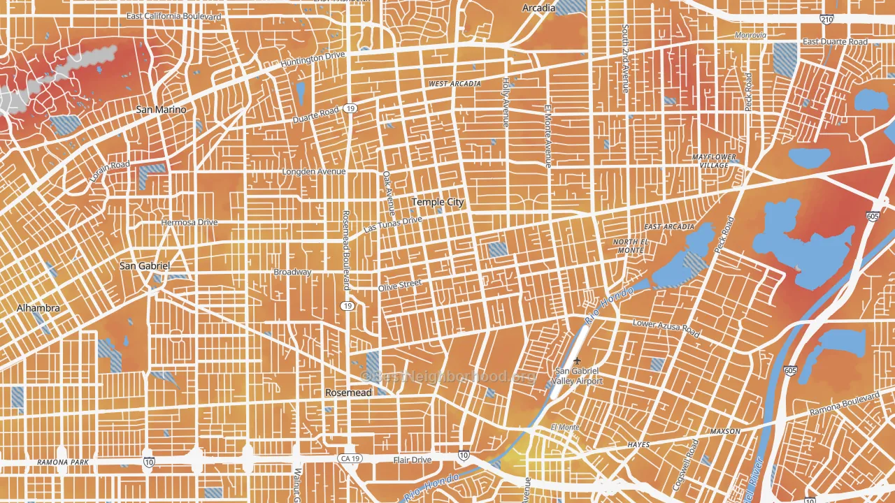 Transit Grade map of Temple City, CA
