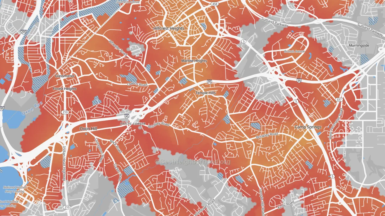 Transit Grade map of Temple Hills, MD