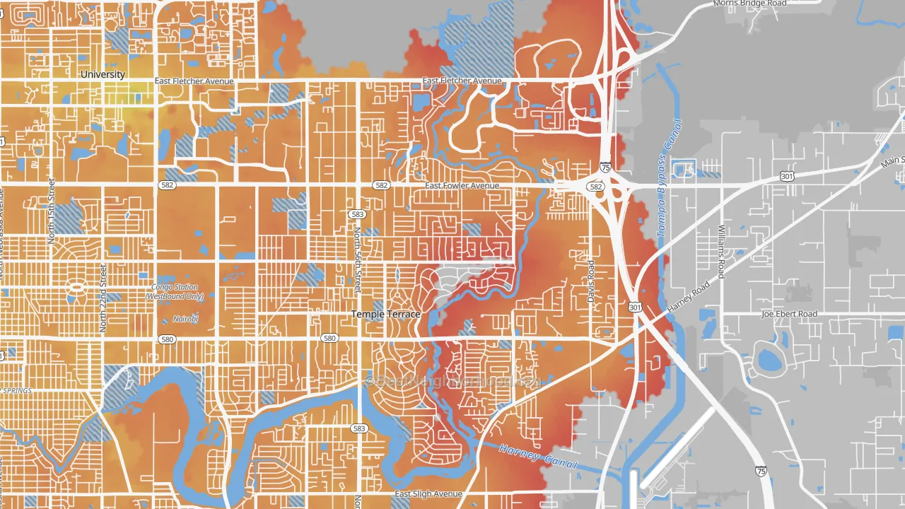Transit Grade map of Temple Terrace, FL