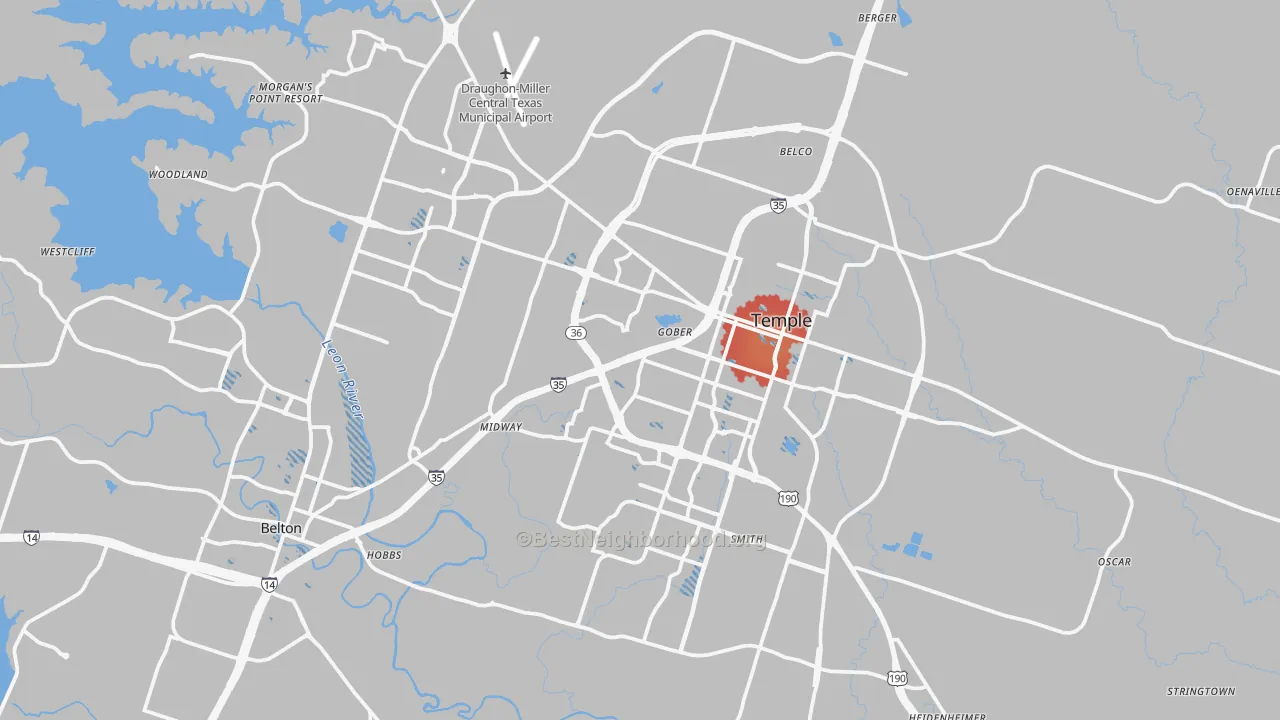 Transit Grade map of Temple, TX