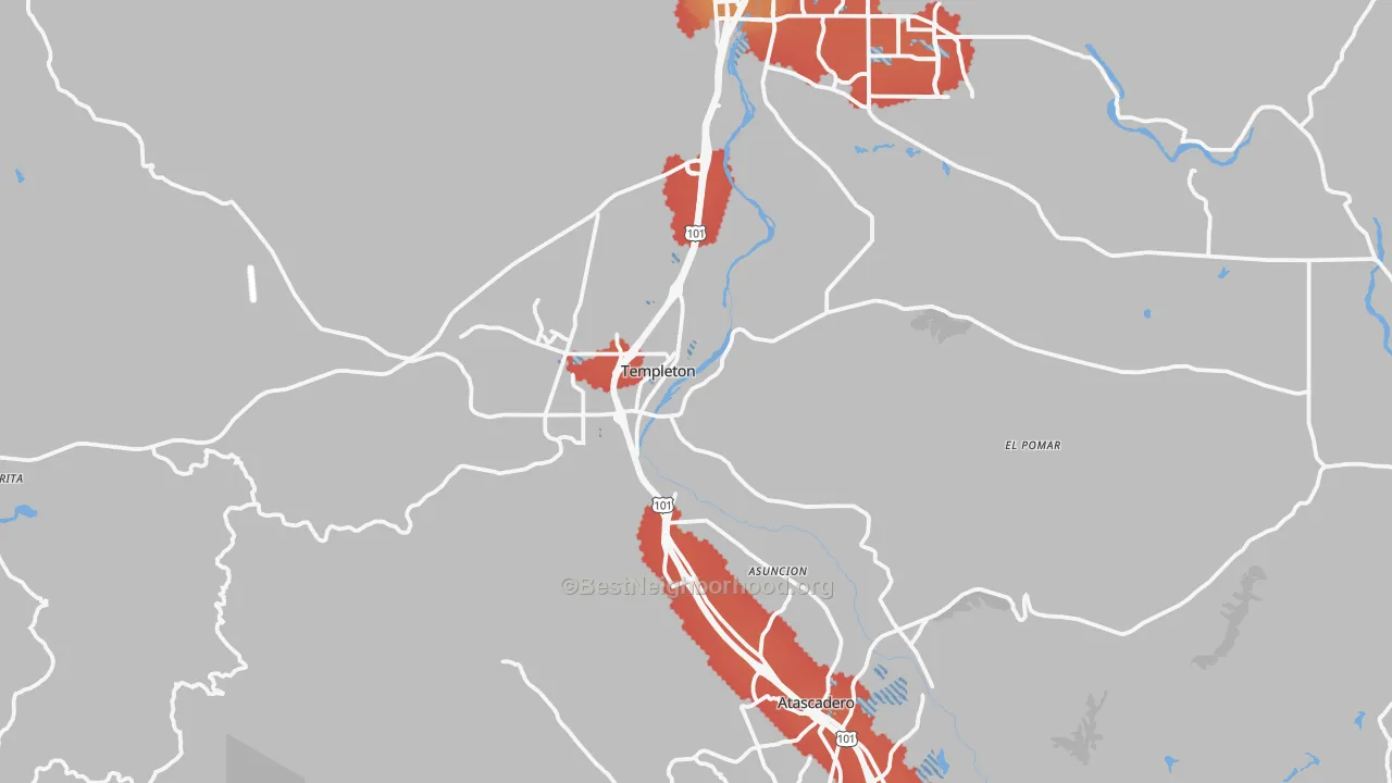 Transit Grade map of Templeton, CA