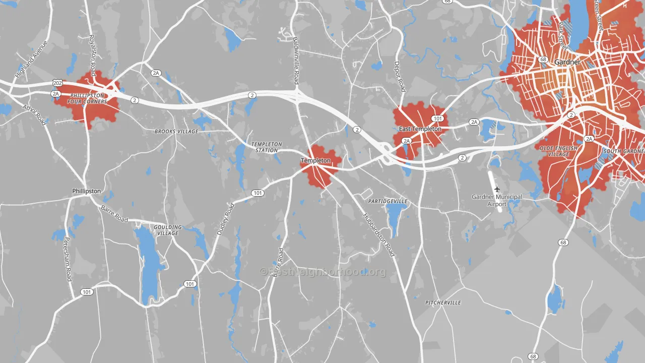 Transit Grade map of Templeton, MA