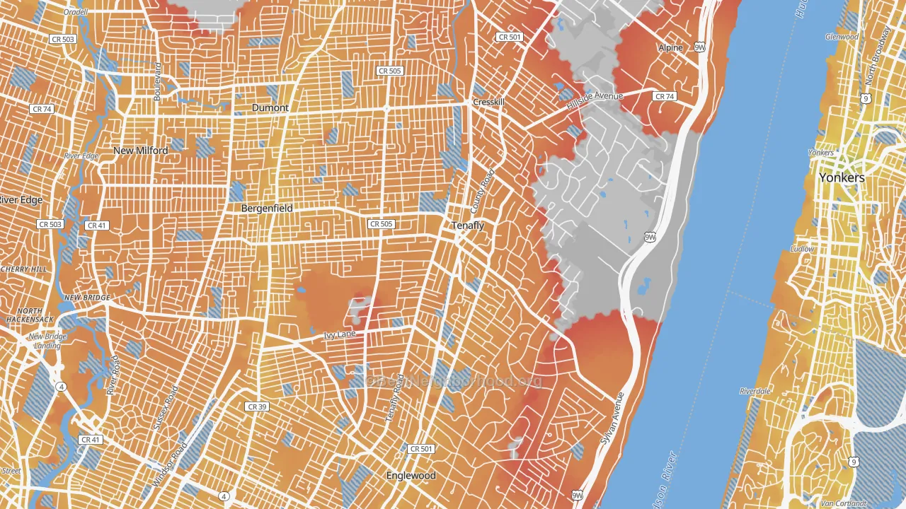 Transit Grade map of Tenafly, NJ